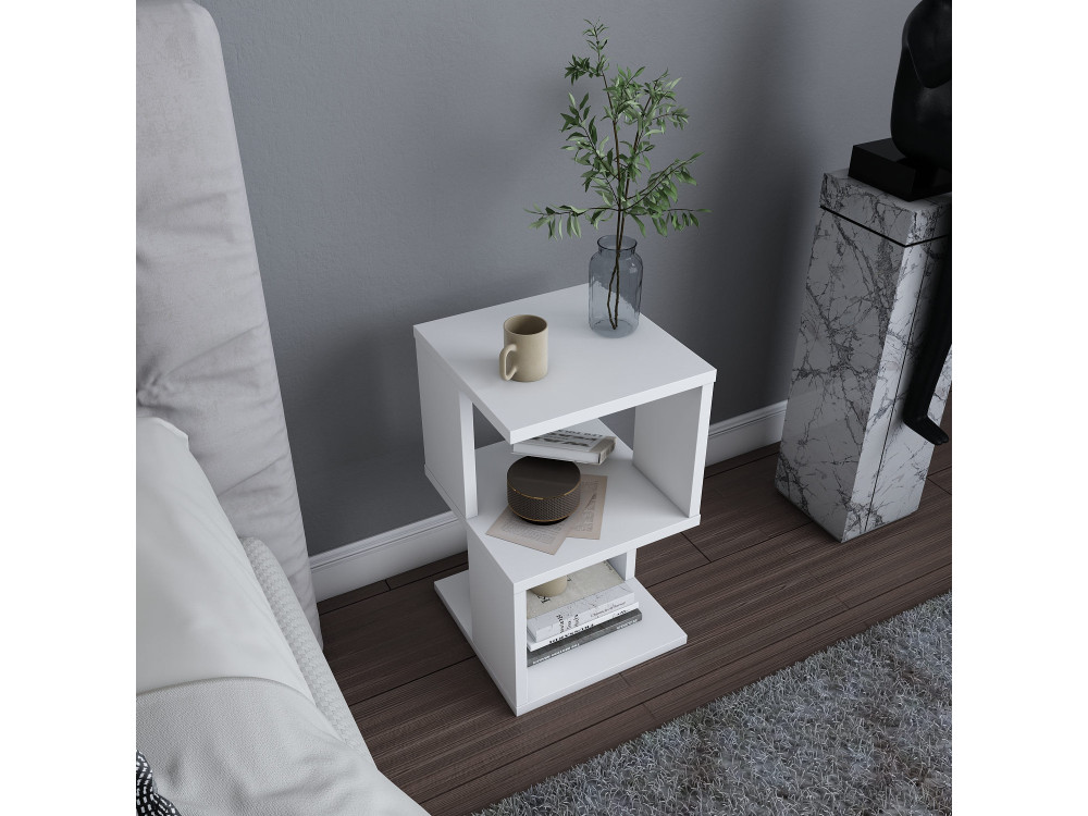Table de chevet en bois "Carter" - 30 x 30 x 49 cm - Blanc