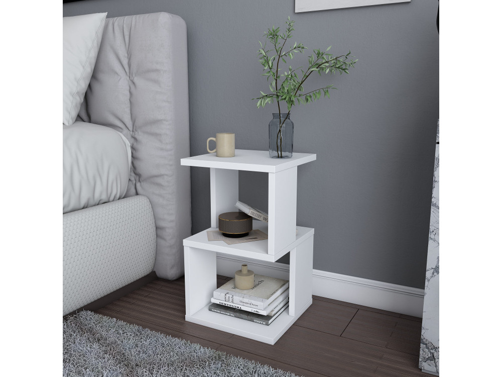 Table de chevet en bois "Carter" - 30 x 30 x 49 cm - Blanc