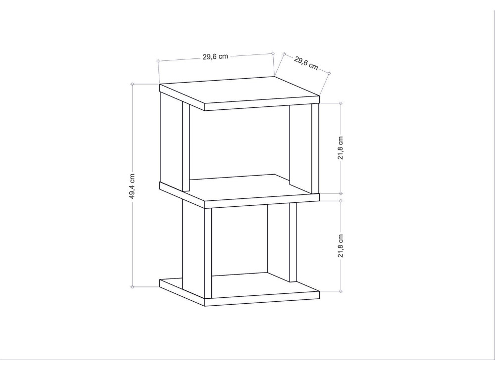 Table de chevet en bois "Carter" - 30 x 30 x 49 cm - Blanc