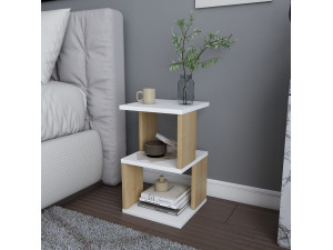 Table de chevet en bois "Carter" - 30 x 30 x 49 cm - Blanc 2