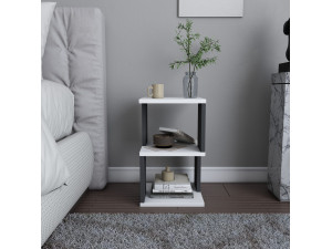 Table de chevet en bois "Carter" 29,6 x 29,6 x 49,4 cm - Blanc 2