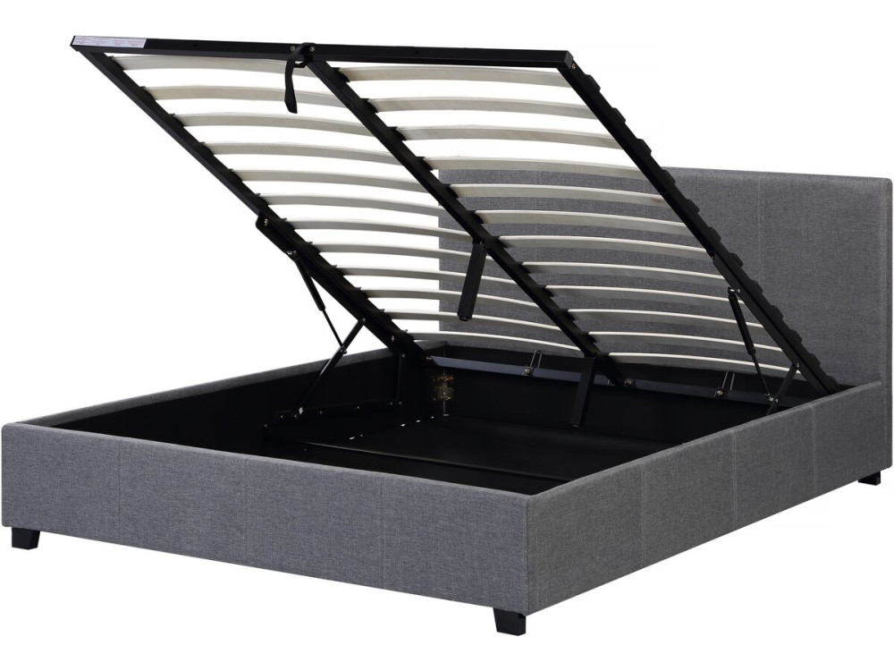 Lit double avec coffre "Carla" - 140 x 190 - Gris