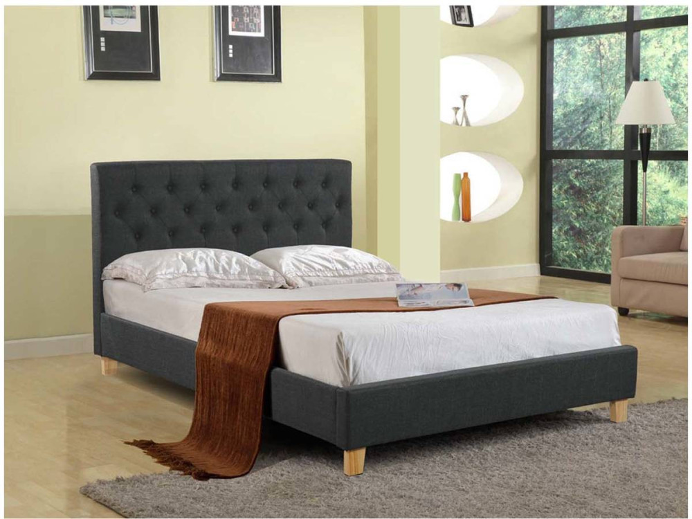 Lit double "Emmy" - 140 x 190 cm - Gris