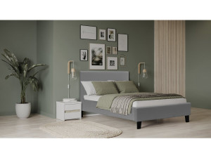 Lit "Lina" - 90 x 190 cm - Gris clair 2