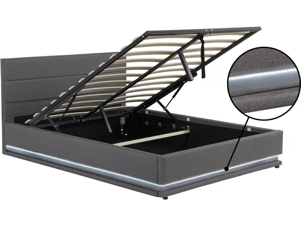 Lit LED avec coffre "Anastasia" - 160 x 200 - Gris foncé