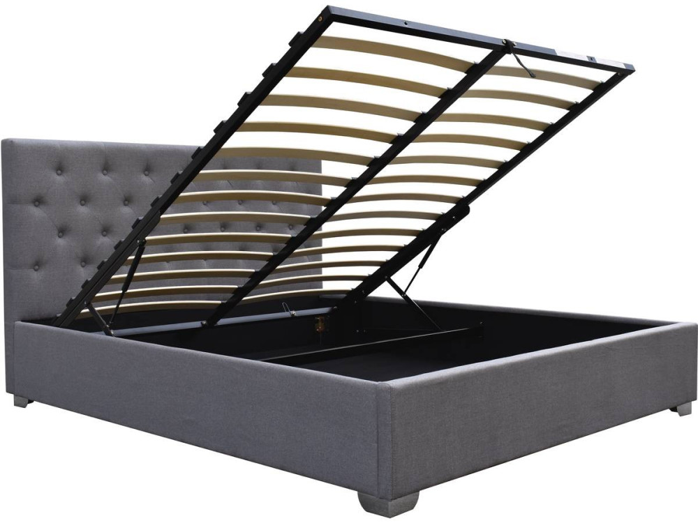 Lit double avec coffre "Tino" - 180 x 200 cm - Gris