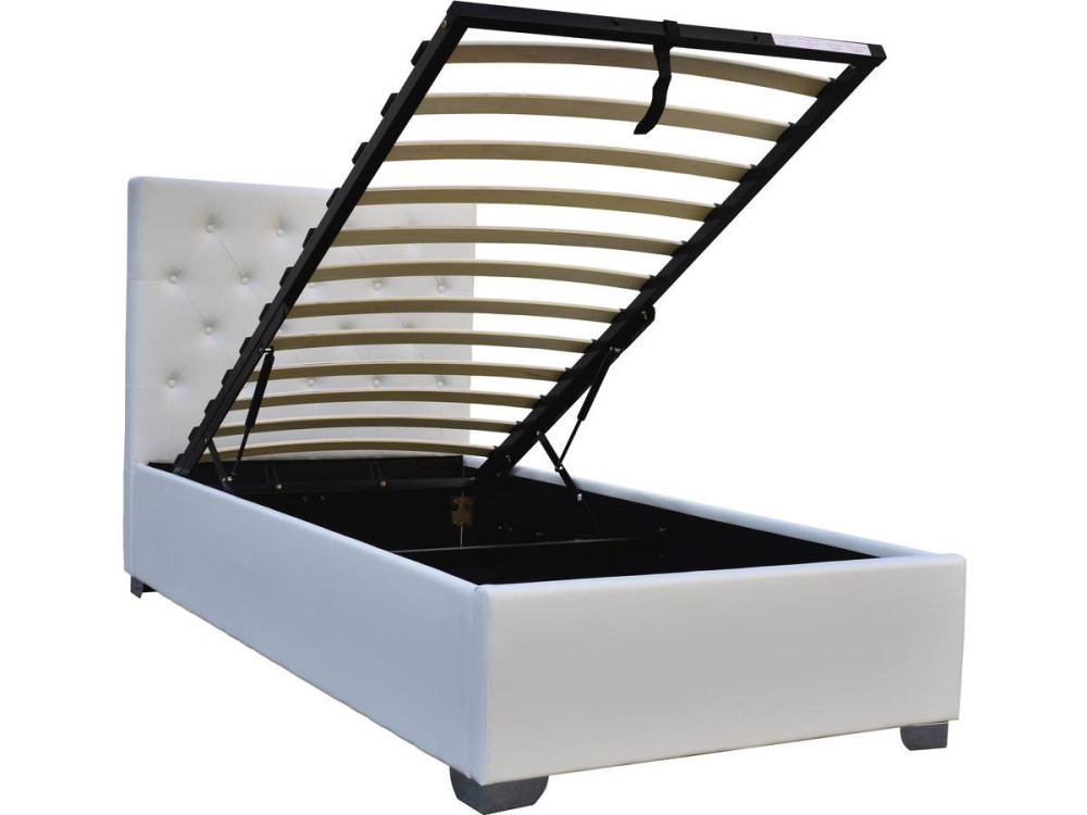 Lit simple avec coffre "Tino" - 90 × 190 cm - Blanc