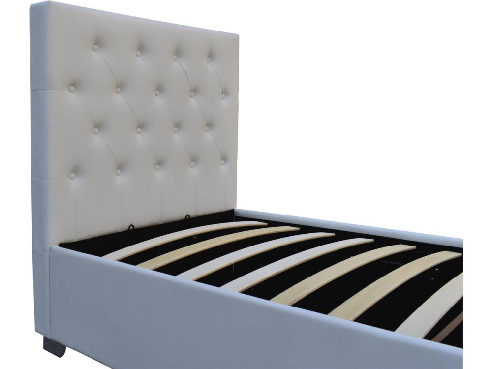 Lit simple avec coffre "Tino" - 90 × 190 cm - Blanc