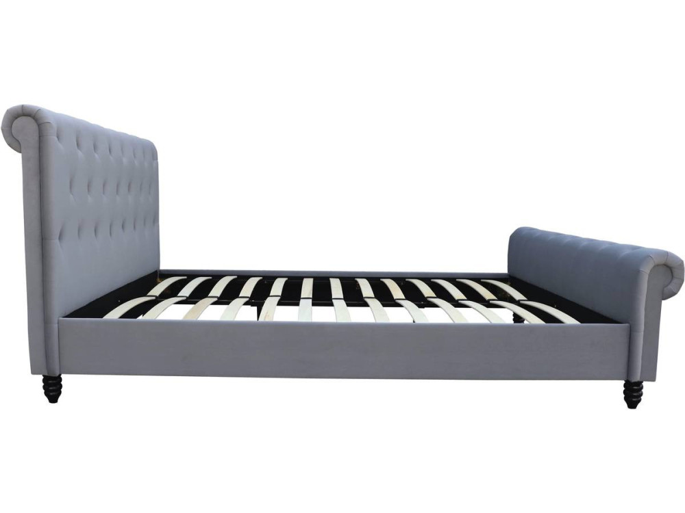Lit Velours "Godefroy" - 140 x 190 cm - Gris