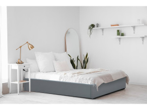 Lit simple en PVC avec coffre "Ava" - 90 x 190 cm - Gris 2