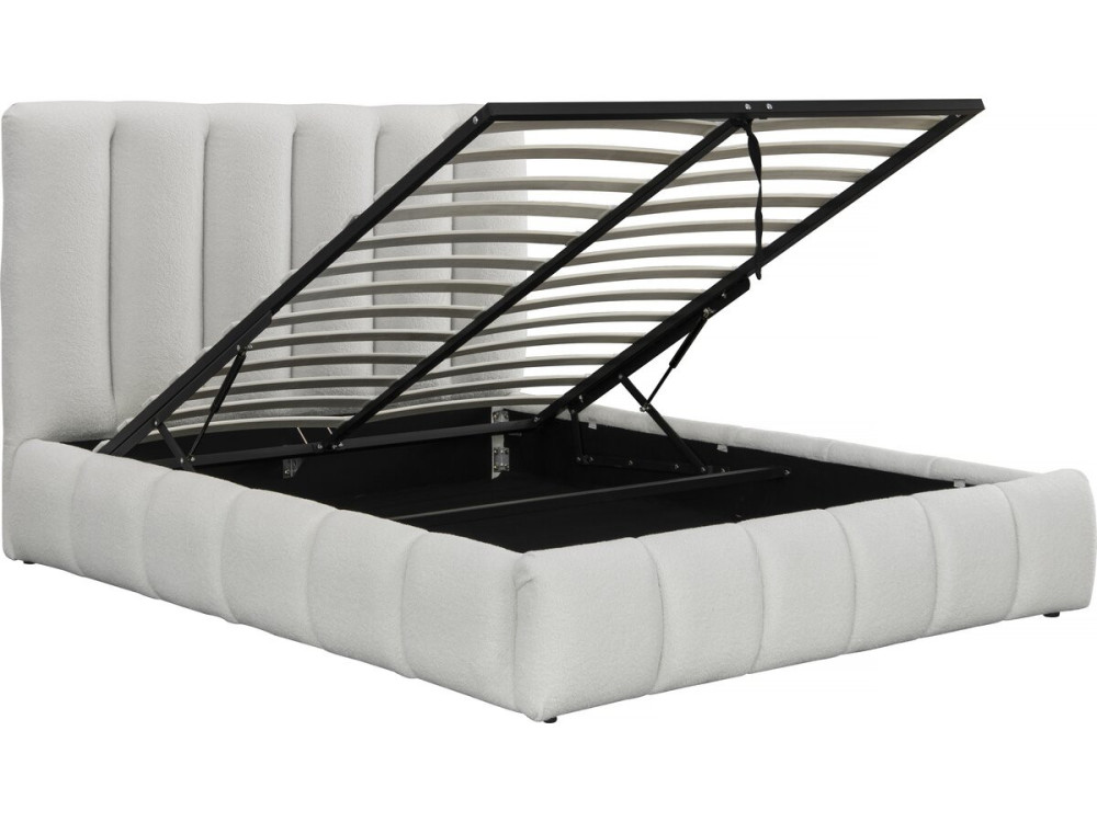 Lit bouclette avec coffre "Annie" - 140 x 190 cm - Blanc