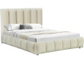 Lit bouclette avec coffre "Annie" - 140 x 190 cm - Blanc - Beige