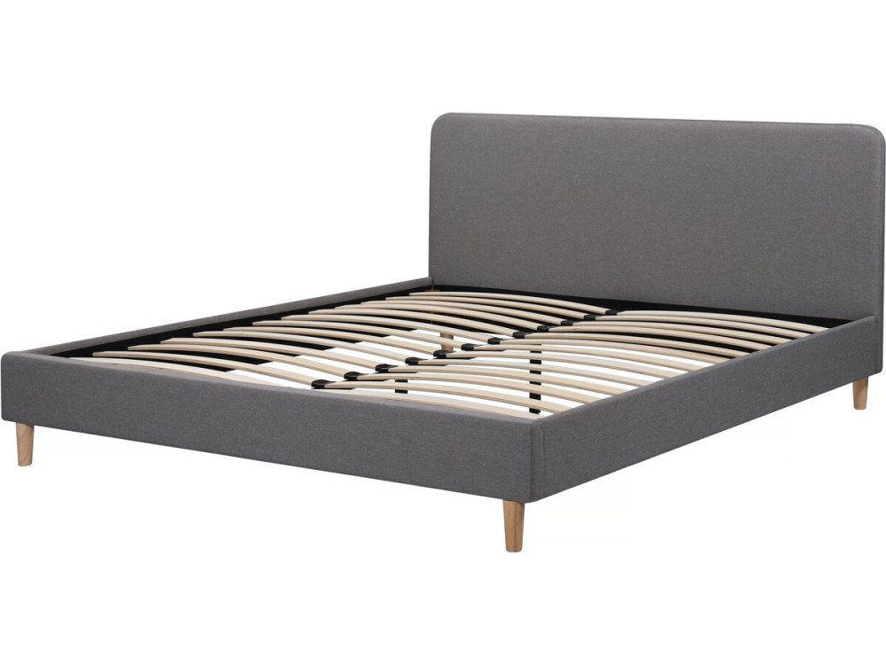 Lit double en tissu "Louise" - 140 x 190 cm - Gris