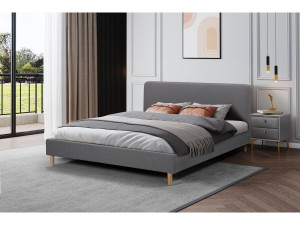 Lit double en tissu "Louise" - 140 x 190 cm - Gris 2