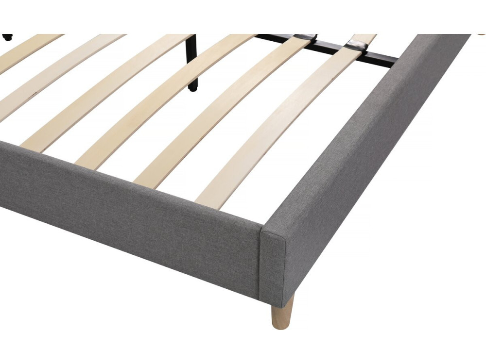 Lit double en tissu "Louise" - 140 x 190 cm - Gris