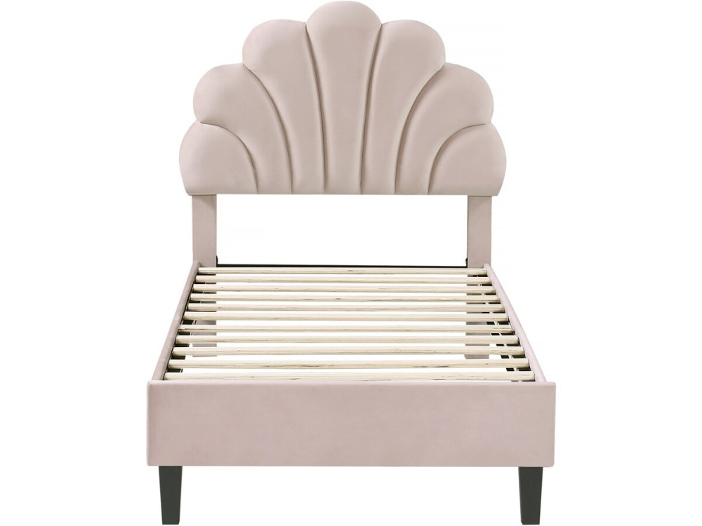 Lit coquillage en velours "Manon" - 90 x 190 cm - Beige