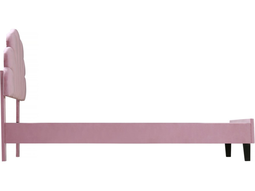 Lit coquillage en velours "Manon" - 90 x 190 cm - Rose