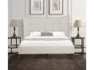 Lit double en tissu capitonné " Aspen" 140 x 190 cm - Beige 2