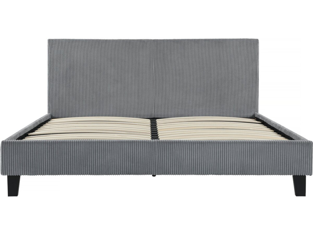 Lit en Velours Cotelé "Ambre" - 140 x 190 - Gris