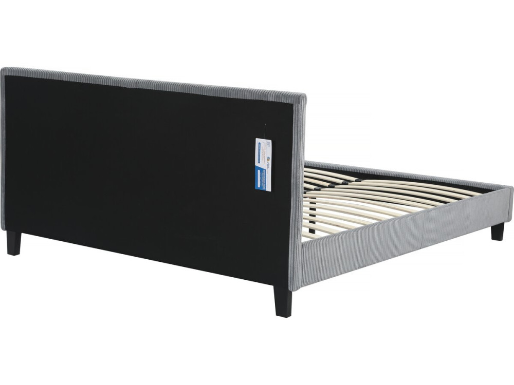 Lit en Velours Cotelé "Ambre" - 140 x 190 - Gris