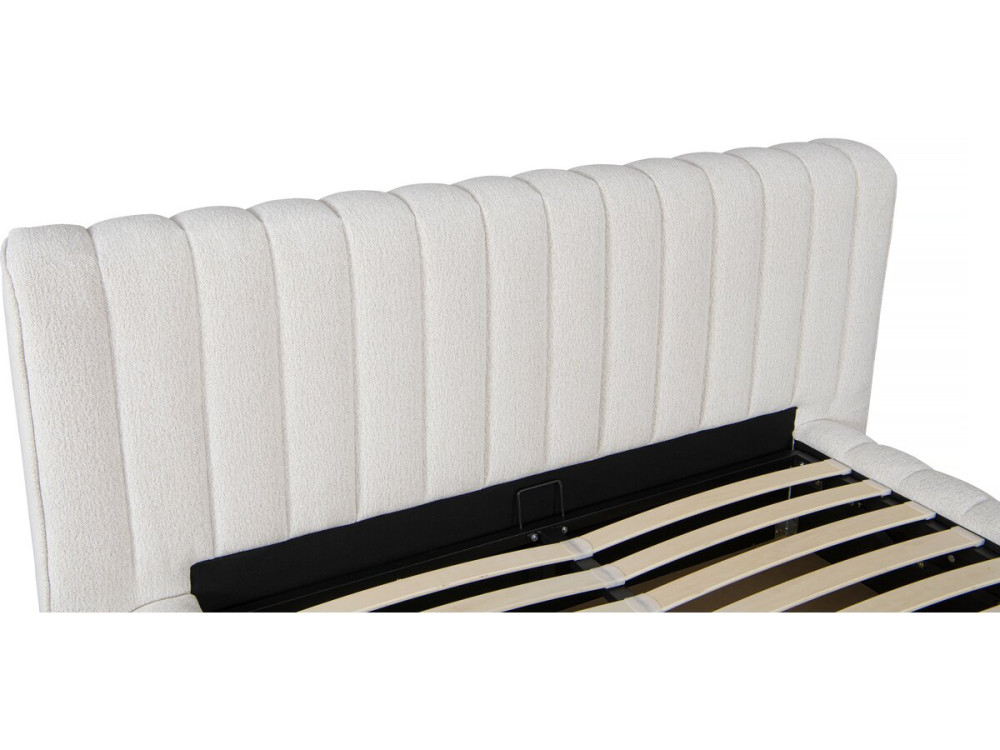 Lit double en tissu avec coffre "Tignes" - 140 x 190 cm - Beige