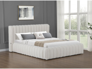 Lit double en tissu avec coffre "Tignes" - 160 x 200 cm - Beige 2