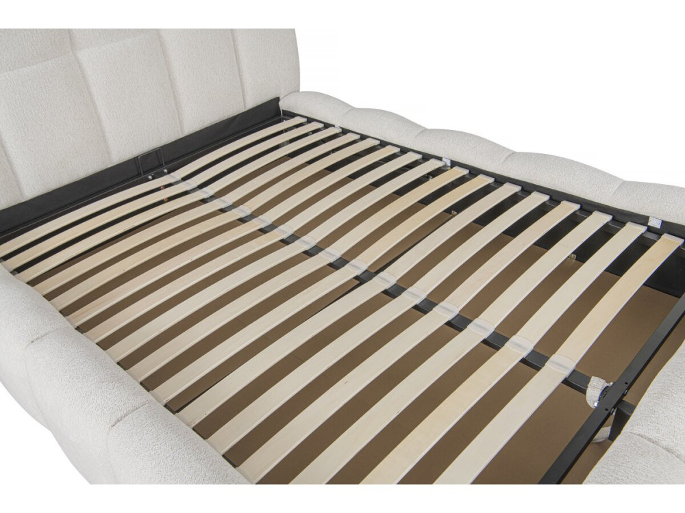 Lit double en tissu avec coffre "Davos" - 160 x 200 cm - Beige