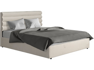 Lit double en velours design "Livigno" - 140 x 190 cm - Beige