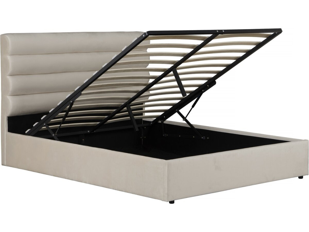 Lit double en velours design "Livigno" - 140 x 190 cm - Beige
