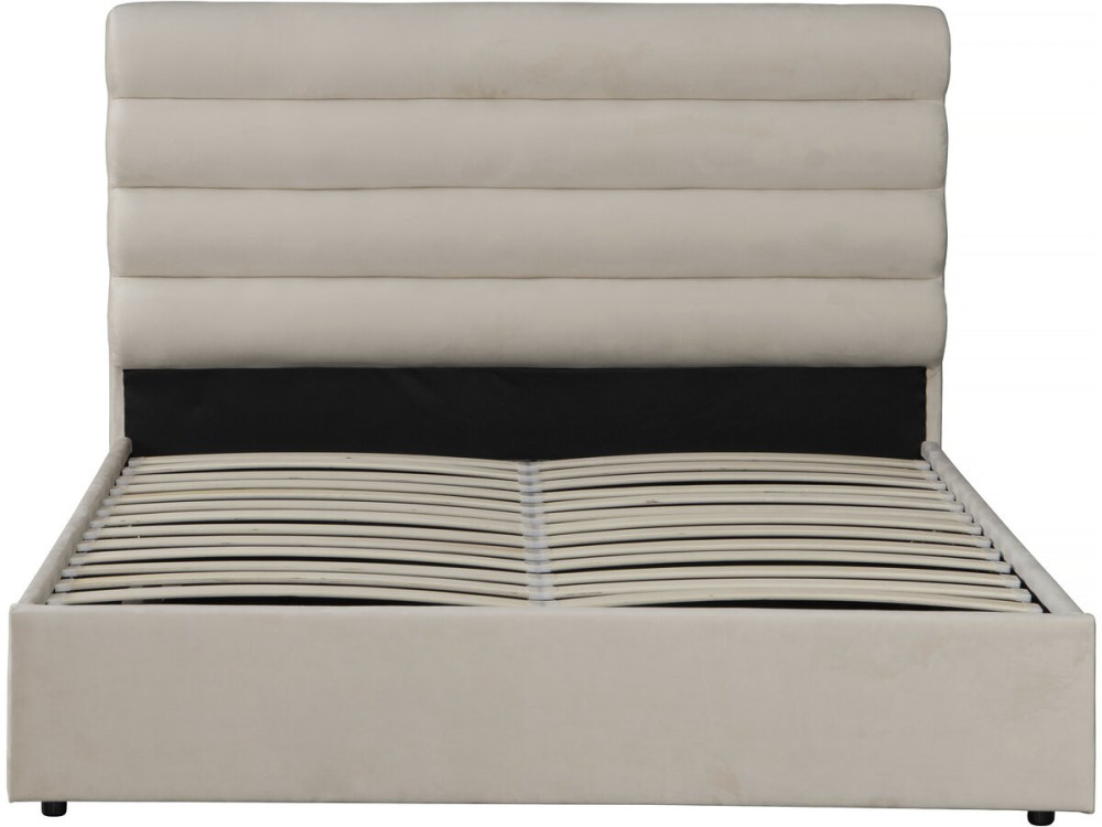 Lit double en velours design "Livigno" - 140 x 190 cm - Beige