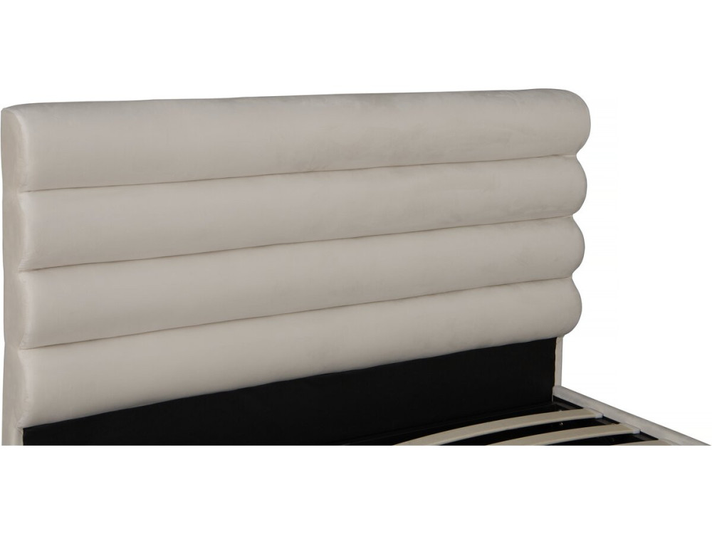 Lit double en velours design "Livigno" - 140 x 190 cm - Beige