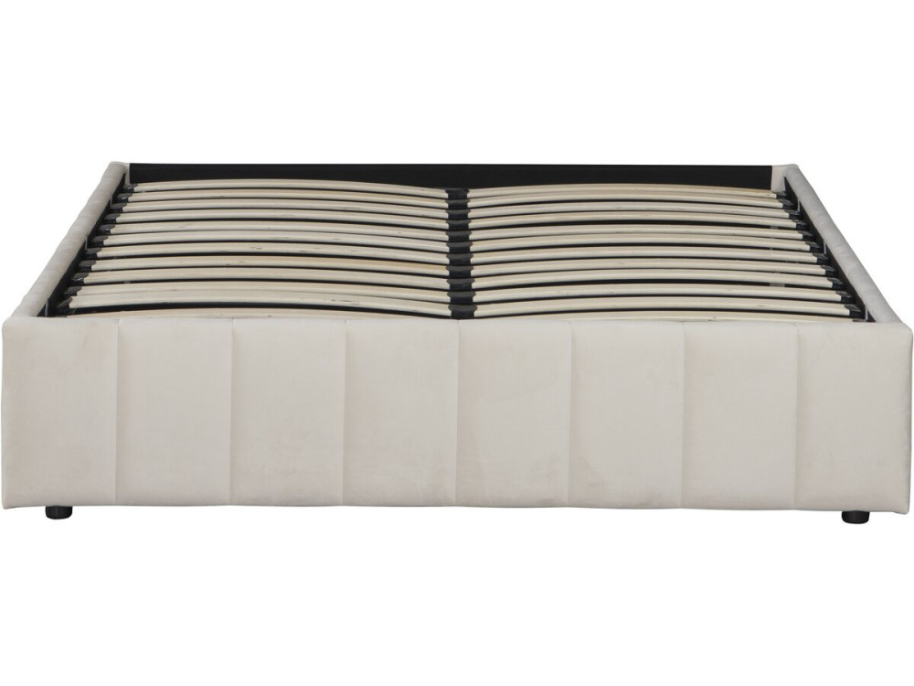 Lit double en velours avec coffre "Meribel" - Beige - 140 x 190 cm