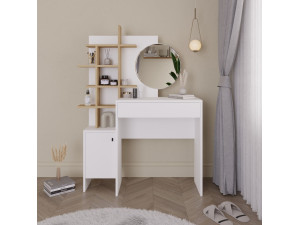 Table de maquillage en bois "Mup" 105 x 35 x 151 cm - Blanc 2