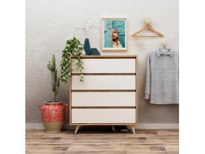 Commode en bois "Suvera" - 70 x 40 x 86 cm - Beige 2