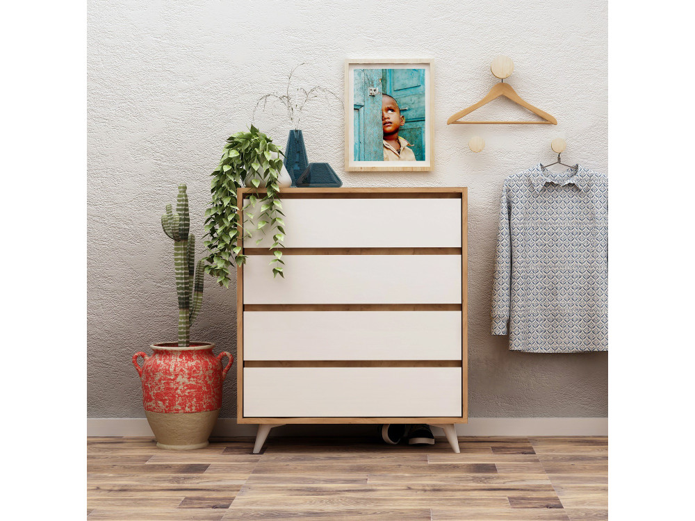 Commode en bois "Suvera" - 70 x 40 x 86 cm - Beige