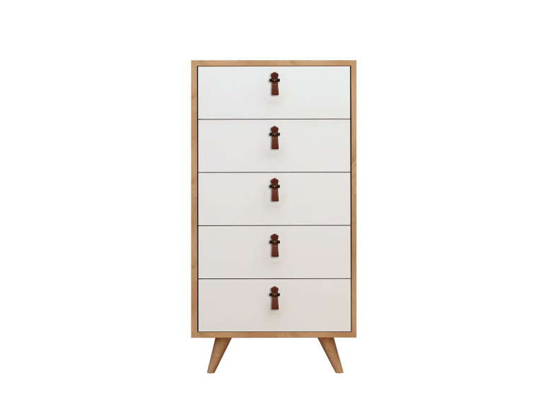 Commode en bois "Frenzu" - 50 x 40 x 103 cm - Blanc