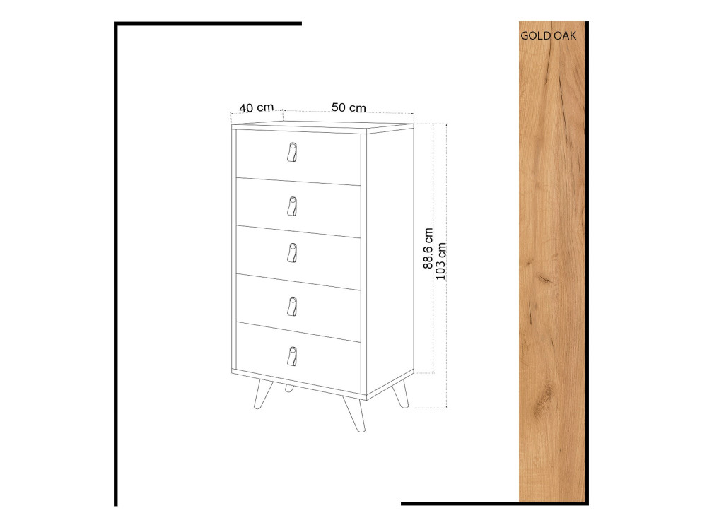 Commode en bois "Frenzu" - 50 x 40 x 103 cm - Blanc
