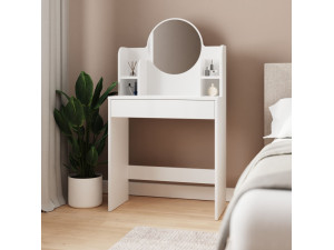 Coiffeuse avec miroir en bois "Idis" - 75 x 35 x 135 cm - Blanc 2