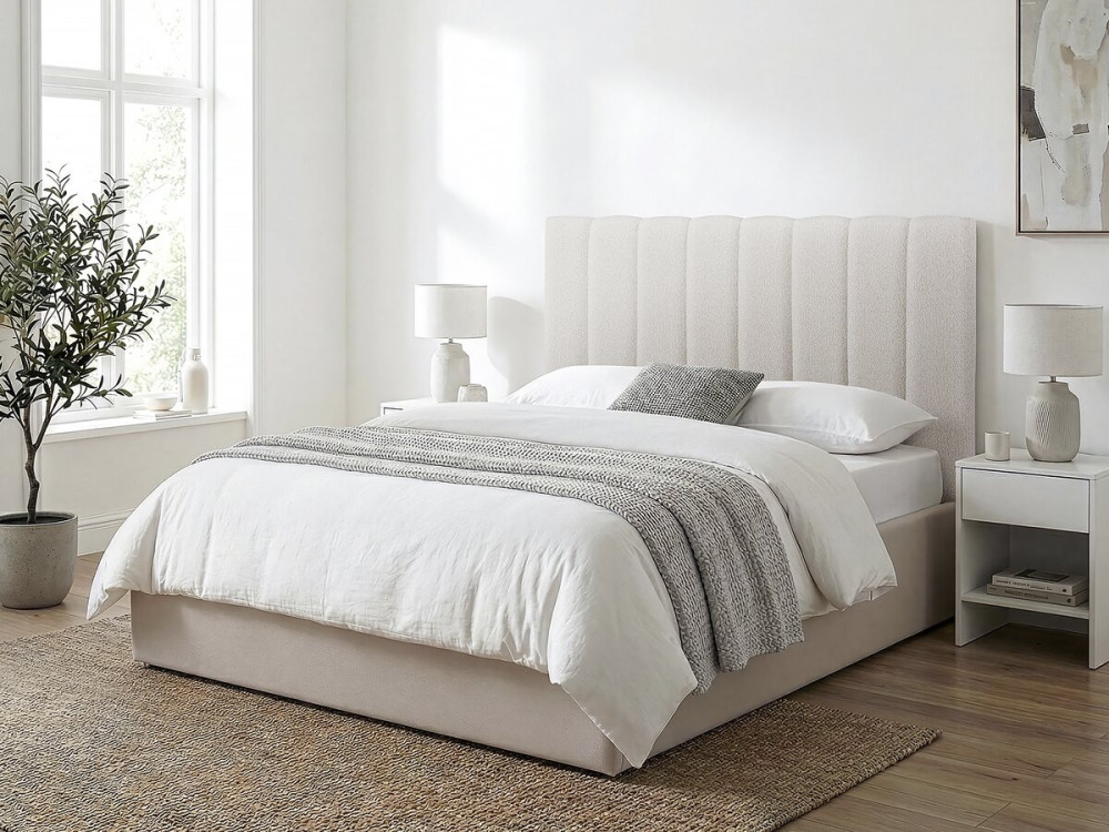 Tête de lit en tissu texturé "Val Thorens" - Beige - 140 cm