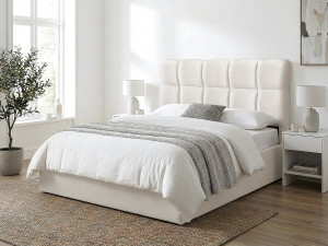 Tête de lit en tissu épais style bubble "Alpe d’Huez" - 140 cm - Beige 2