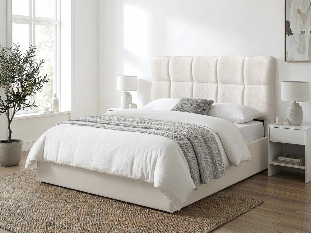 Tête de lit en tissu épais style bubble "Alpe d’Huez" - 160 cm - Beige
