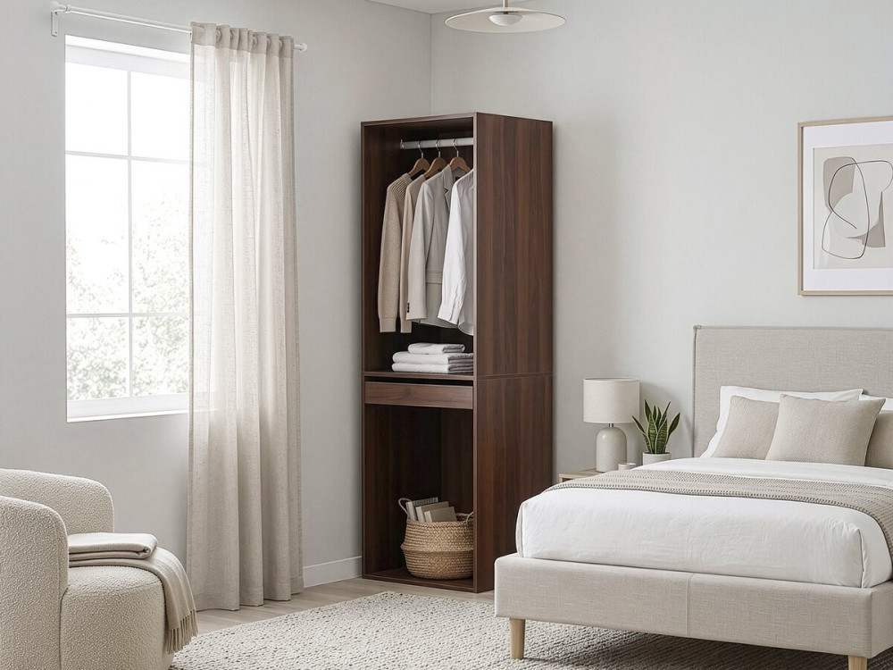 Armoire avec penderie "Opéra" - 60 x 45 x 180 cm - Marron