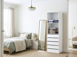 Armoire avec 5 tiroirs et 2 étagères "Opéra" - 60 x 45 x 180 cm - Blanc 2
