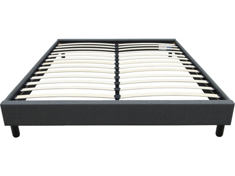 Sommier "Andy" en tissu - 140 x 190cm - Gris anthracite