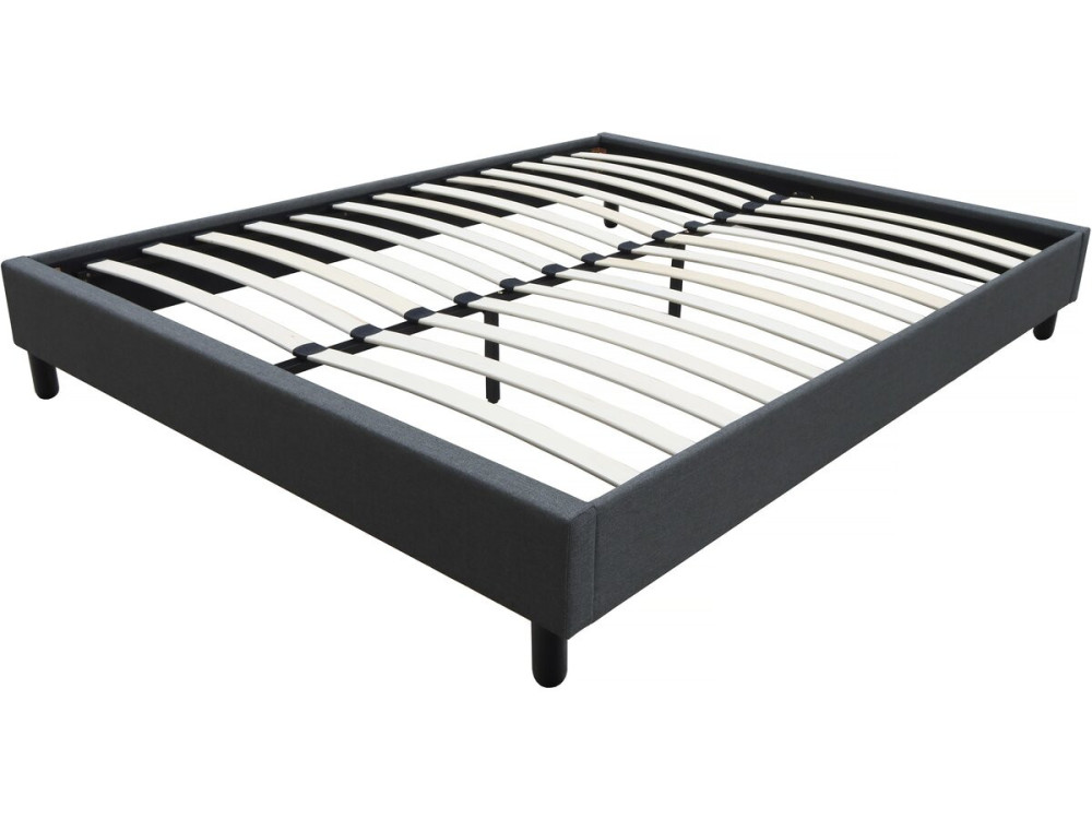 Sommier "Andy" en tissu - 160 x 200 cm - Gris anthracite