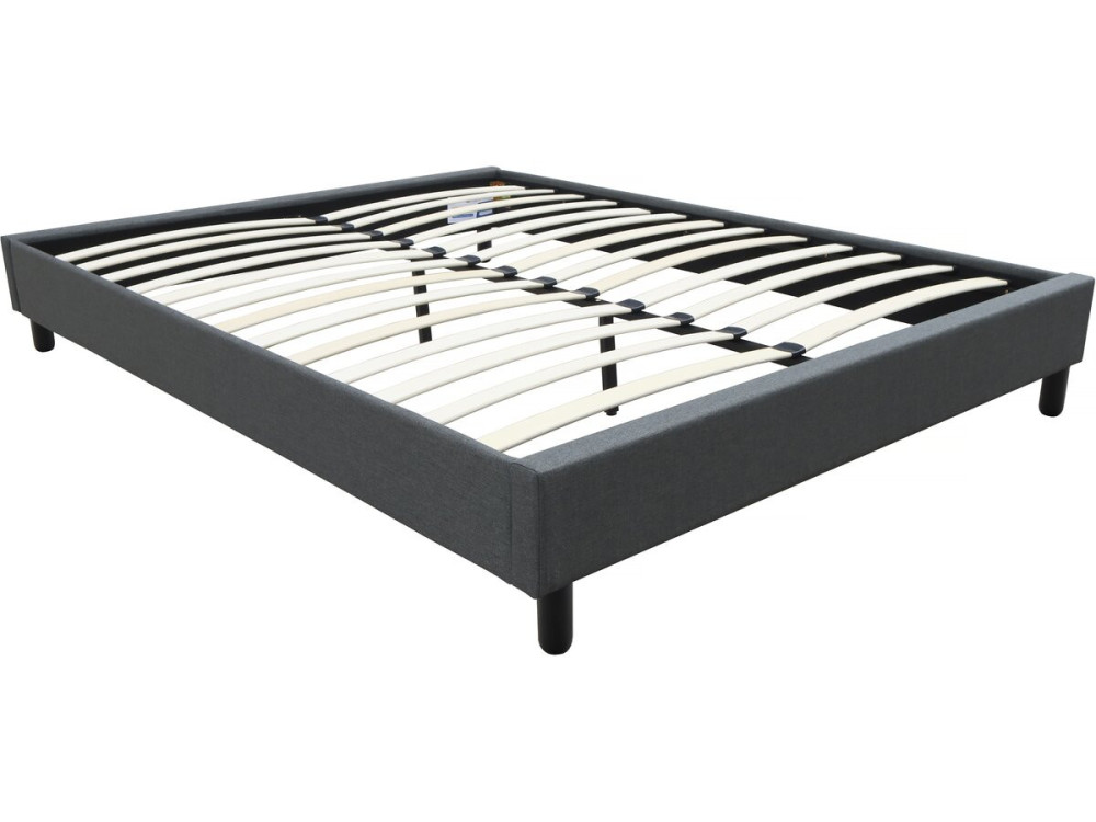 Sommier "Andy" en tissu - 160 x 200 cm - Gris anthracite