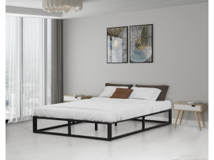 Cadre de lit en métal 160 x 200 cm - Noir 2