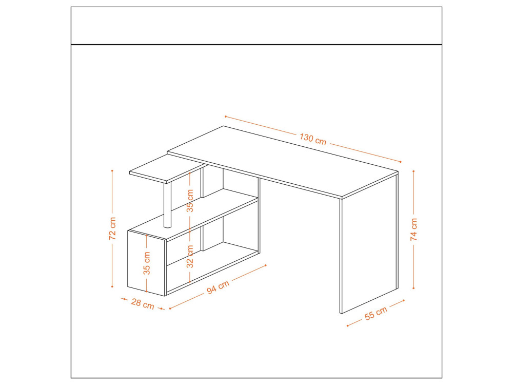 Bureau d'étude en bois "Gelincik" - 130 x 109 x 74 cm - Blanc