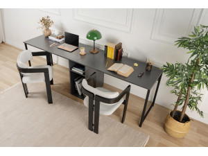 Bureau en bois "Twin Study Desk" - 240 x 60 x 74 cm - AnthraciteNoir 2