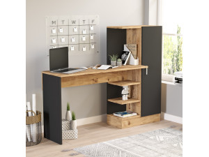 Bureau en bois "CT2" - 152 x 40 x 120 cm - Pin atlantique Noir 2